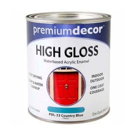 General Paint Premium Dcor Waterborne Acrylic Enamel, Gloss Finish, Country Blue, Quart - 796667 796667